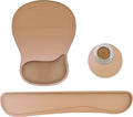 Wrist Rest Support for Mouse Pad Keyboard Set Circle Coaster Gaming Mouse Pad Ergonomic Gel Memory Foam Set for Computer, Laptop, Office, Pain Relief, Comfortably Typing Brown KM-32