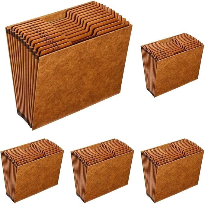 Globe-Weis PFXR217MHD /Pendaflex Heavy-Duty Expanding File, Open Top, 12 Pockets, Monthly Index, Letter Size, Brown (R217MHD) (Pack of 5)