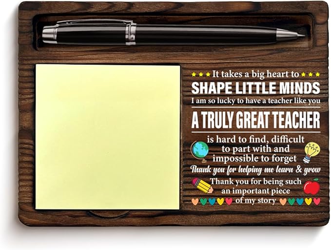 Thank You Teacher Gifts for Women Men Sticky Note Holder Teacher Appreciation Gifts for Birthday Retirement It Takes a Big Heart to Shape Little Minds Self-Stick Note Pad Holders Home Office Decor