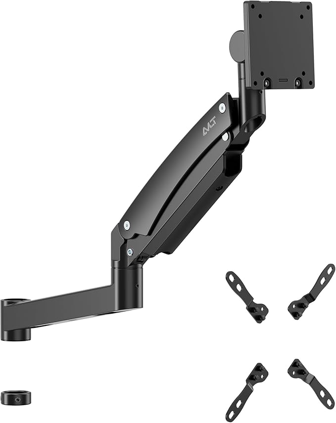 AVLT 57 Inch Heavy Duty Pole Top Mount Monitor Arm Series – Dual & Single Add-On Kits, Height Adjustable, VESA Compatible (Black, Add-On Monitor Arm)