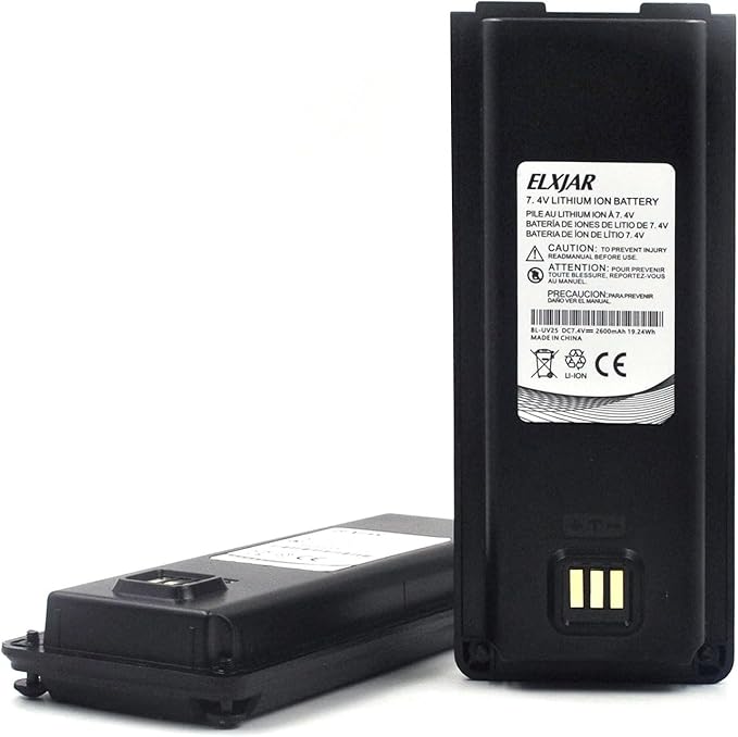 (2-Pack) High Capacity 2600mAh 7.4V Li-ion Battery with USB-C Charging Port Compatible with UV-25 UV-25 Pro Max AR-25R Walkie Talkie, Replaces BL-UV25 P/N for Extended Runtime