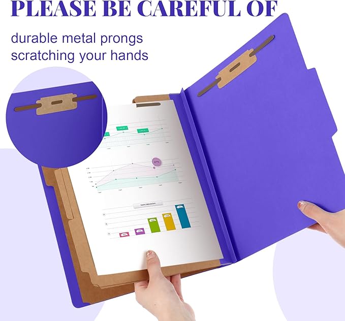 Skyygemm 36 Pcs Classification Folders Letter Size, 3 Divider Pressboard File Folder with Fasteners, Expanding File Organizer Bulk for Teachers, Clergy, Office, Church, Christmas Donations (Purple)