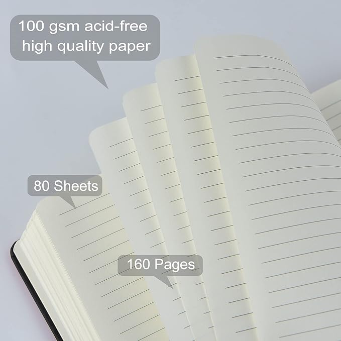 Coopay 24 Pack A5 Journal Notebooks Bulk, 160 Pages, 100GSM Thick Paper, 8.3 x 5.5 inch Hardcover Lined Leather Journals for Writing Office School Business,Bulk Notebook for Work Men Women(Black)