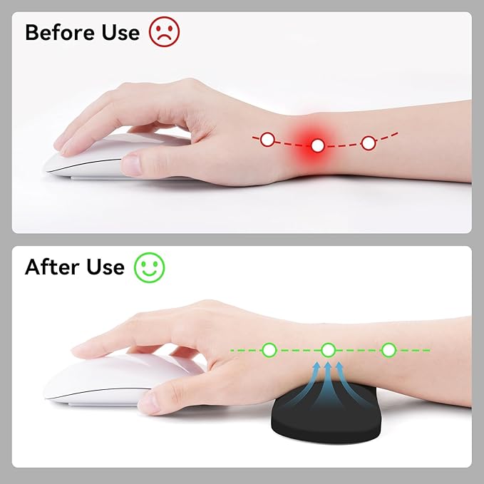 MOSISO Wrist Rest Silicone Ergonomic Air Cushion Mouse Support Pad, Keyboard Mouse Wrist Support for Typing, Gaming Pain Relief Pad Wrist Cushion for Computer, Laptop, Home & Office, Black