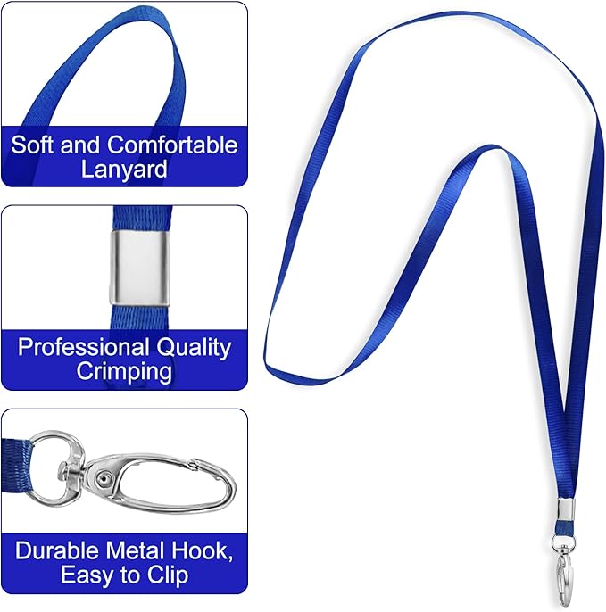 ID Card Holder with Lanyard 30Pcs Clear Vertical Name Tags ID Badge Holders and 30Pcs Flat Neck Lanyards for Cruise Ship Cards Work IDs Office School
