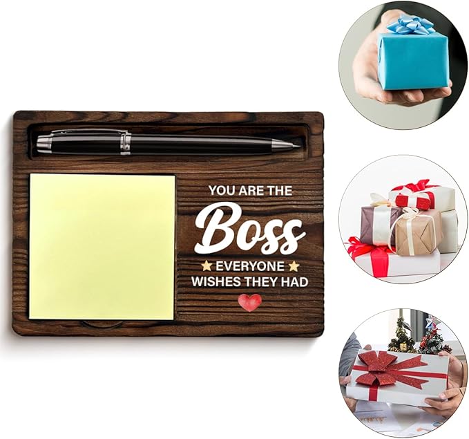 Boss Gifts for Men Boss's Day Retirement Farewell Going Away Leaving Birthday, Best Boss Gifts Sticky Note Holder for Office Cubicle Decor
