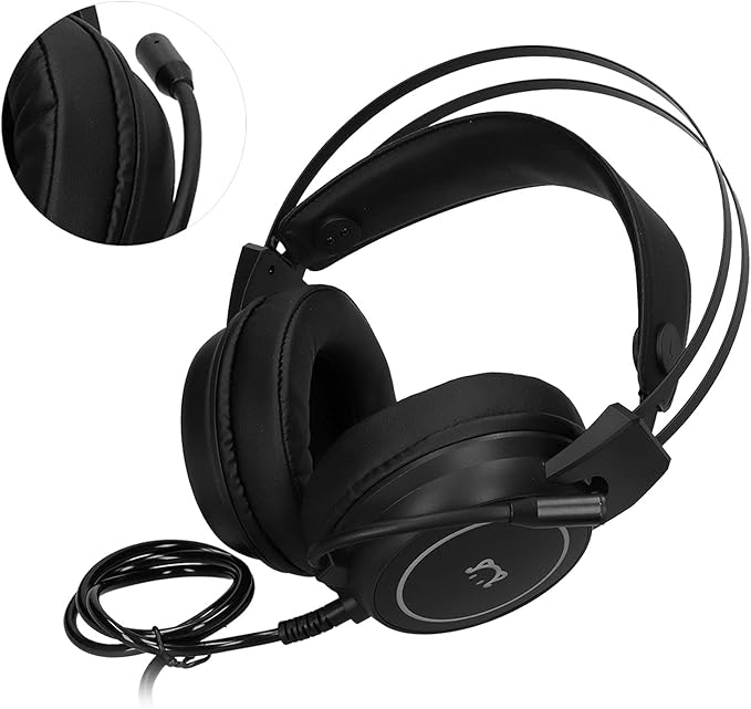 ChiweiJ Head Mounted Gaming Headset with 50mm Speaker Unit, Over Ear Stereo Headphone, 360° All Round Pointing Bendable Microphone, USB 7.1 Surround Sound for PC Gaming and Music Listening (Black)