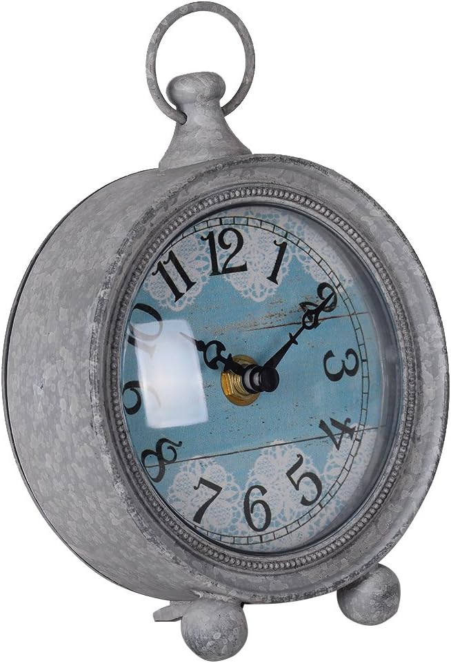 NIKKY HOME Vintage Coastal Beach Blue Table Clock Home Decor for Kitchen, Bathroom, Living Room, Bedroom, Office