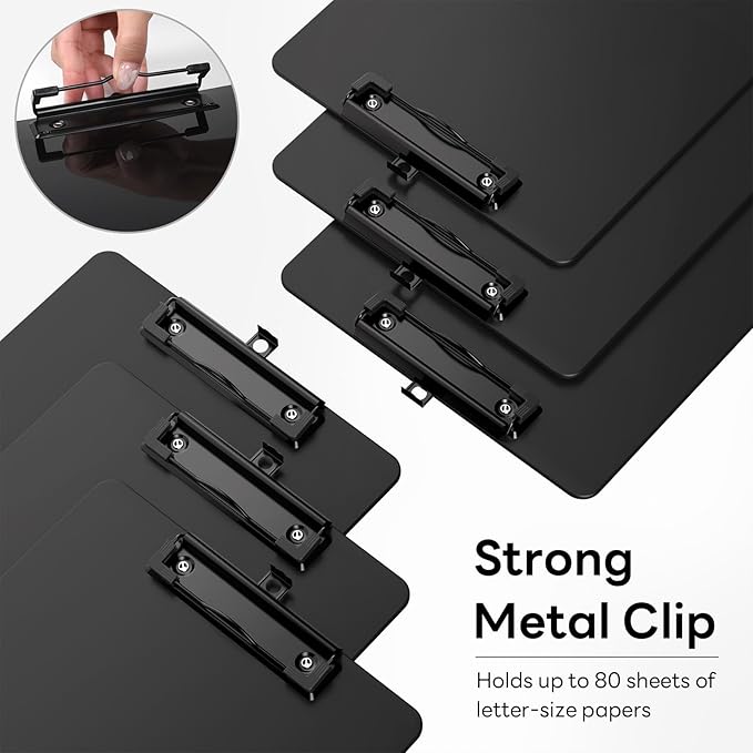 Zoenley Legal Size Clipboard Set of 6, Black 8.5 x 14 Clip Board for Lawyer, Nurse, Business, with Low Profile Black Clip, Office & School Supplies