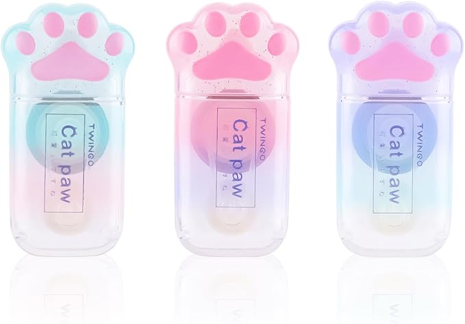 Kogcmeetl 3 Pack White Out Correction Tape, Cute Mini Correction Tape, Kawaii Cat Paw White Out Tape for Cat Lovers Students and School Office Supplies