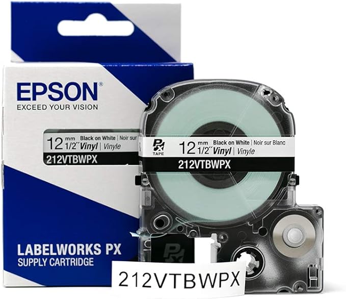 LABELWORKS Epson LW-PX900 Industrial Label Maker and Black on White Vinyl Tape Bundle