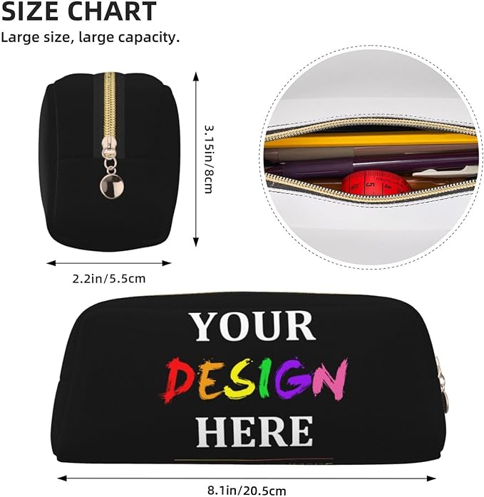 Custom Letter Pencil Case for Kids with Name Photo Image, Personalized Pencil Box for Women Men, Pen Pouch Organizer School Supplies for Teen Students