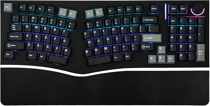 MechLands Feker Alice98 Ergonomic 98 Keys Custom Mechanical Keyboard, VIA Programmable, USB-C Wired Gaming Keyboard, Hot Swappable, 5 Layer Paddings, Control Knob, NKRO, RGB for Win/Mac (Black)