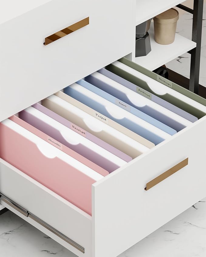 ANSOOK Plastic File Jackets File Pockets,1" Legal Size Manila File Folder,12 Pack Project File Folders,Heavy Duty Manila Pocket Folder for Cabinet,Assorted Colors Manila Job Folder for Office School