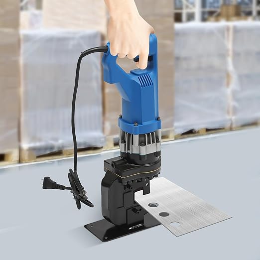 1600W Electric Hydraulic Hole Puncher, Steel Punch Machine with Impact Head 5 Set Dies and Knob Pressure Relief Valve, Portable Punching Machine for Iron Copper Aluminum Plate Angle Steel