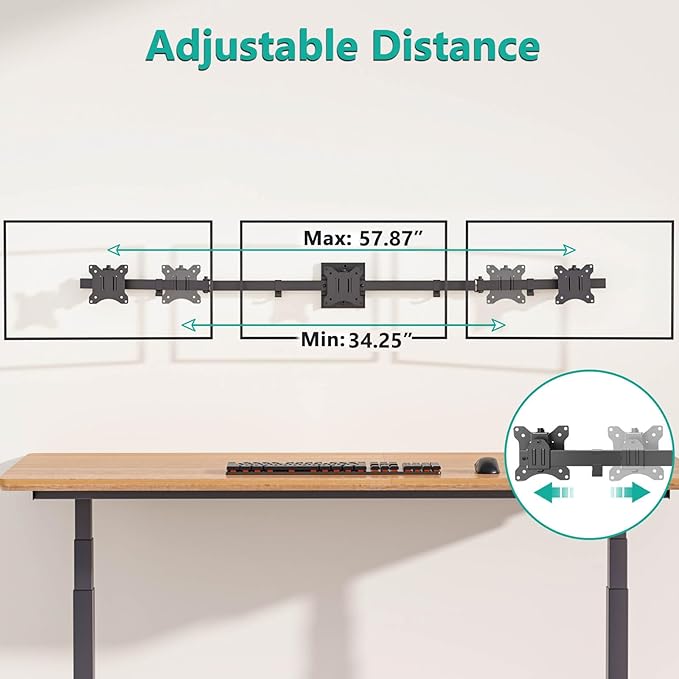 WALI Triple Monitor Wall Mount for 17 to 32 Inch, Computer Monitor Arm for 3 Screens, Swivel Tilt Wall Mount with Mounting Holes 75x75/100x100mm, Per Arm Holds Up to 15.4lbs (013ARM), Black