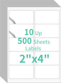 InpourPack 500 Sheets 10 up Labels, 2" x 4" Sticker Printer Paper for Laser/Inkjet Printer, Mailing Blank Labels, Self Adhesive Customizable