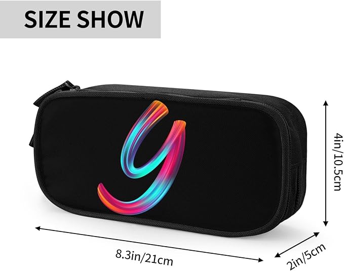 Cute Initial Pencil Case for Kids Students, Large Capacity Pencil Pouch for Boys Girls, Letter Design Pencil Box Pen Bag Office Stationery Organizer, Rainbow Letter Y