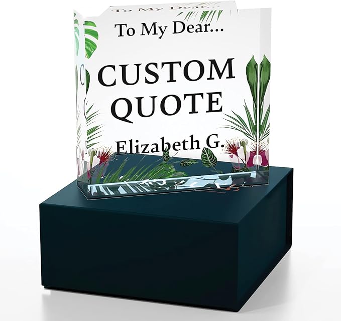 Personalized Gifts, Custom Quote Block Letter Board,Crystal-Clear Acrylic With Gift Box,17 Styles, Holiday and Christmas Gift for Mom, Dad, Girlfriend, Him or Her, Husband, Wife (4"x4, Garden)