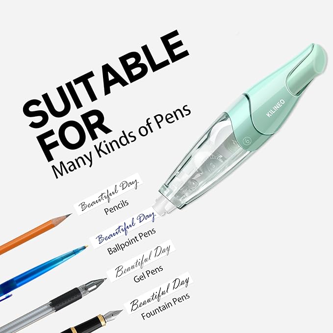 KILINEO Refillable Retractable White Correction Tape, Pen Shaped White Smooth Pull Out Japanese Aesthetic Cute Correction Tape for Office Supplies, 4 PCS (ZH-67)