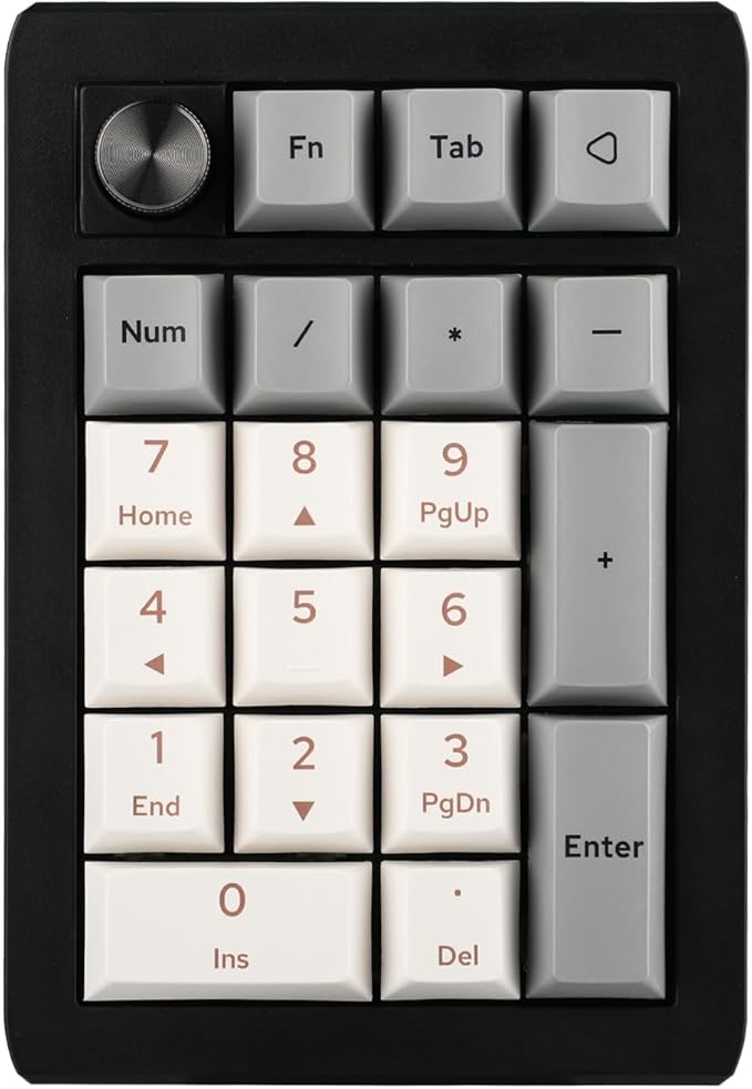 EPOMAKER EK21 VIA Gasket Number Pad with 1000mAh Battery, BT 5.0/2.4GHz/Wired Hot-Swap Numpad with Aluminum Alloy knob, Programmable for Win/Mac/Gaming (Black Silver, Zebra Switch)