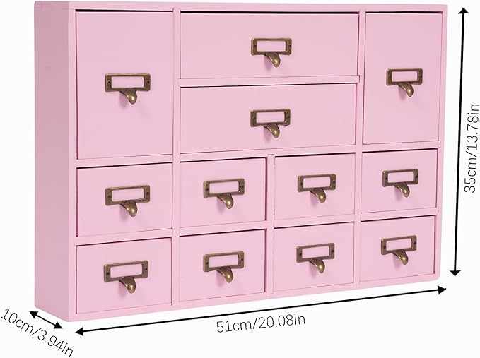 Vintage 12-Drawer Storage Cabinet – Multipurpose Desktop Organizer for Office, Craft & Home
