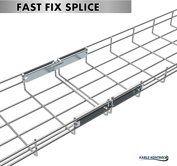 Kable Kontrol Stainless Steel Fast Fix Splice – Splice Connection Hardware - Wire Mesh Tray Cable Management Rack Cable Basket, NEC Approved for Network, Fiber Optic, Cabling Accessory