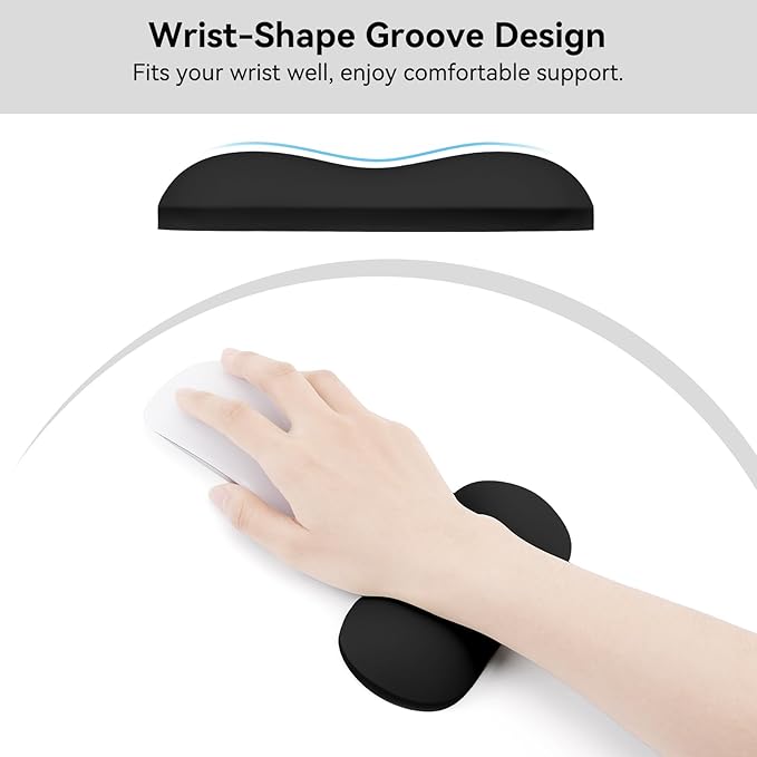 MOSISO Wrist Rest Silicone Ergonomic Air Cushion Mouse Support Pad, Keyboard Mouse Wrist Support for Typing, Gaming Pain Relief Pad Wrist Cushion for Computer, Laptop, Home & Office, Black