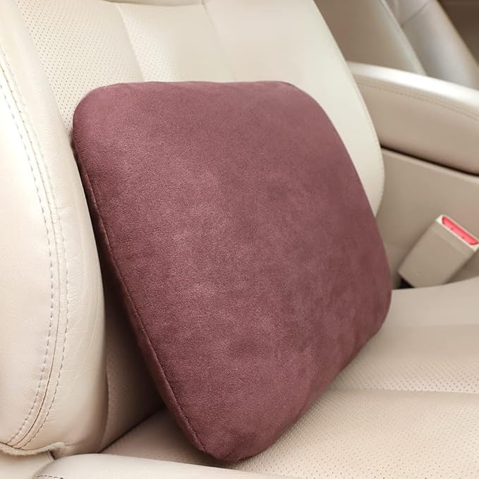 Lumbar Pillow for Chair Pad Latex Soft Lower Back Pain Relief Support for Car Seat Travel Rest Home Office Accessories Thin Brown