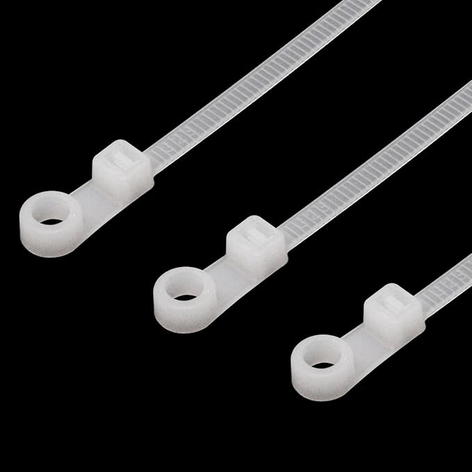Zip Ties with Screw Hole 8 inch, 150 Pcs Mountable head Cable Tie Multipurpose Heavy Duty Nylon Zip Tie for Indoor and Outdoor (8 inch -White)