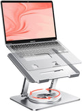 360° Swivel Laptop Stand - 2.5mm Heavy-Duty Aerospace Aluminum, Adjustable Height & Angle, Sturdy Yet Lightweight，Ergonomic Desk Mount for 10-17" MacBook/Dell/HP,Silver