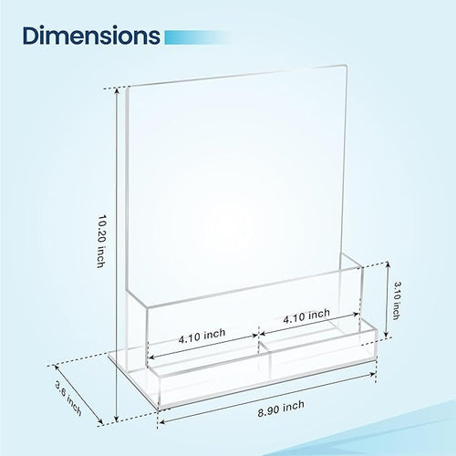 6 Pack Acrylic Brochure Holder 8.5x11 , Clear Brochure Display Stand with Acrylic And Business Card Holder, Plastic Flyer Display Stand for Magazine, Pamphlet, Booklets, Menu, Journals