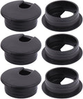 uxcell 1.4 Inch Desk Grommet Black(6 Pack), Wire Cable Hole Cover Plastic Wire Grommet for Office PC Computer Desk Cord Management