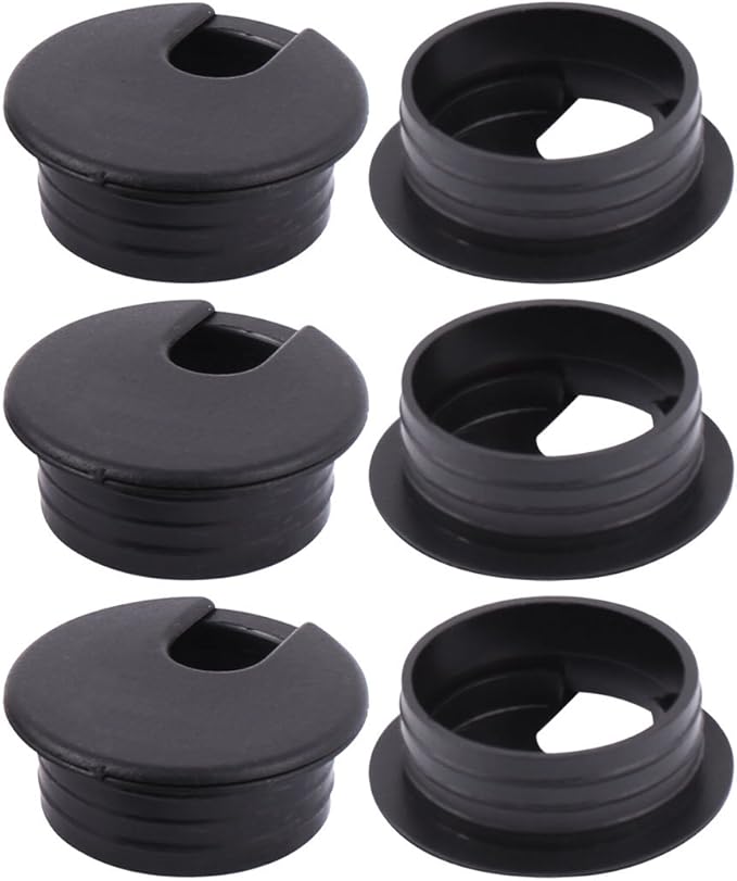 uxcell 1.4 Inch Desk Grommet Black(6 Pack), Wire Cable Hole Cover Plastic Wire Grommet for Office PC Computer Desk Cord Management