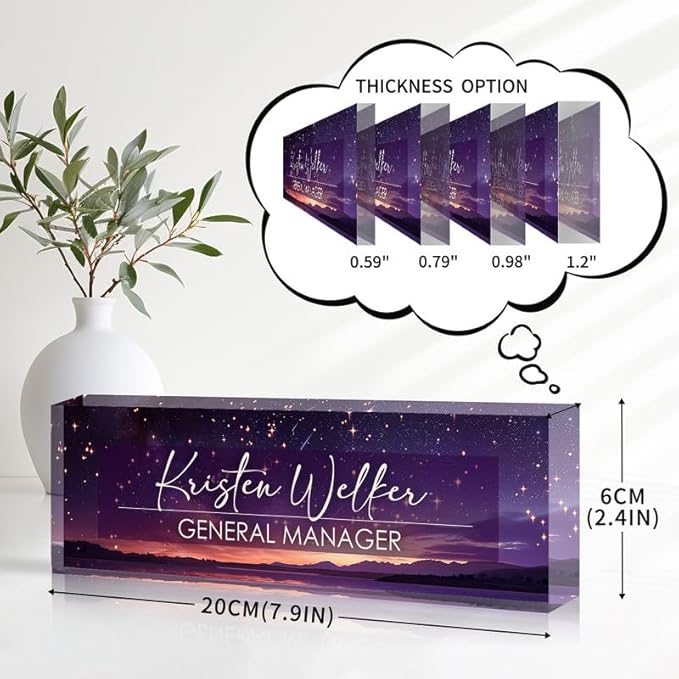 Desk Name Plate Personalized Name Plate for Desk, Office Desk Decor, 3D Style Personalized Plaque Name Plates for Desks Custom Appreciation Gifts for Boss Lady Employee Coworkers (Purple Night)