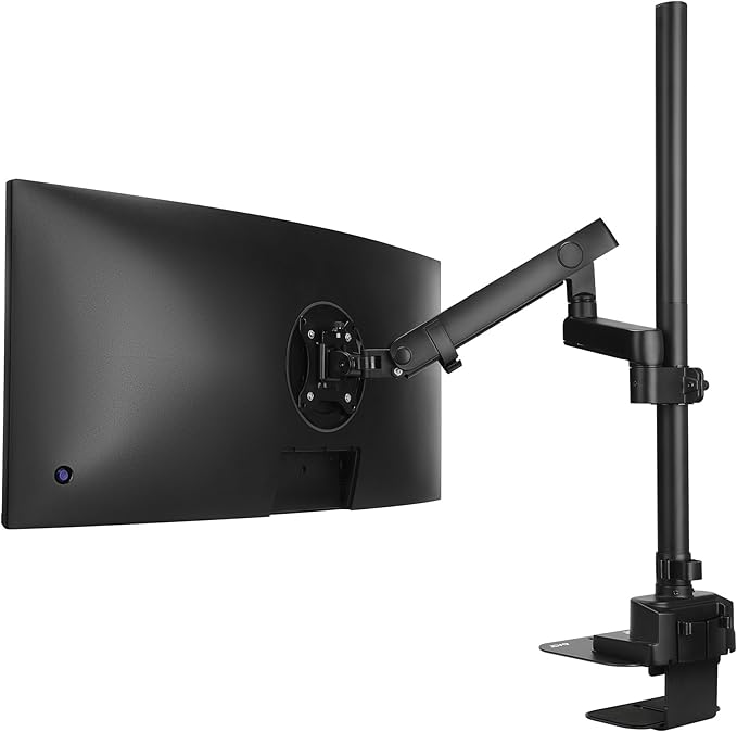 AVLT Single 40 Inch Monitor Arm Pole Top Mount With USB-C USB-A Ports-Black, Supports 26.4 lbs (12kg), Ultrawide screen fit, VESA Compatible, Tilt, Swivel, Rotate, Ergonomic adjustable height, Durable
