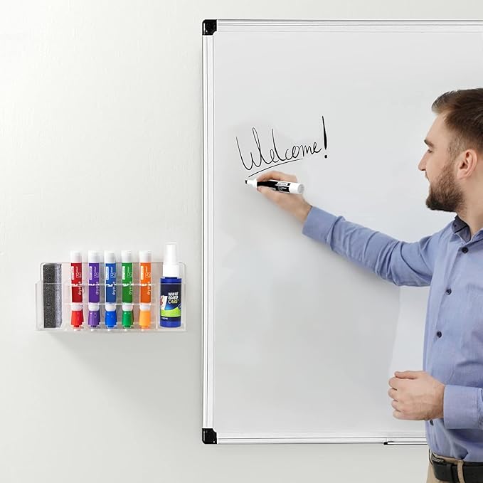 HBlife Acrylic Dry Erase Marker Holder Wall Mount, 10 Slots Whiteboard Marker Holder for Office, School and Home, Marker, Eraser and Whiteboard Cleaner Not Included, Clear