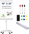 TSJ OFFICE Mobile Standing Whiteboard - 40 x 26 Inches Dry Erase Magnetic White Board with Stand Flipchart Easel Height Adjustable