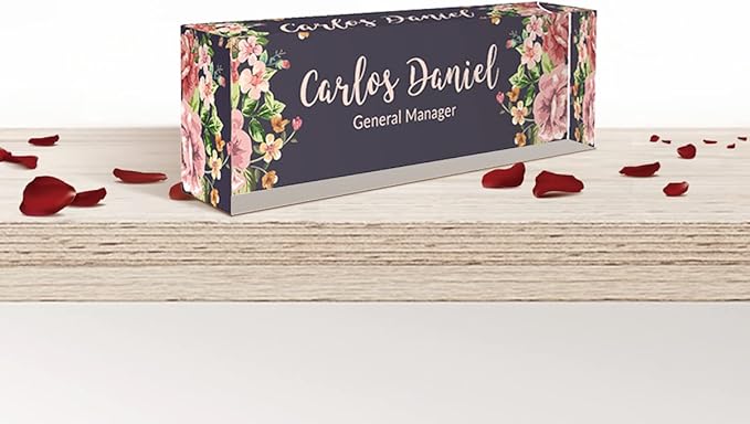 Personalized Name Plates for Desk | Custom Plate Gifts|Office Decor Women|Name Tags|Desk Decorations Women or Men|Acrylic Office Decorations(Mixed Flowers)