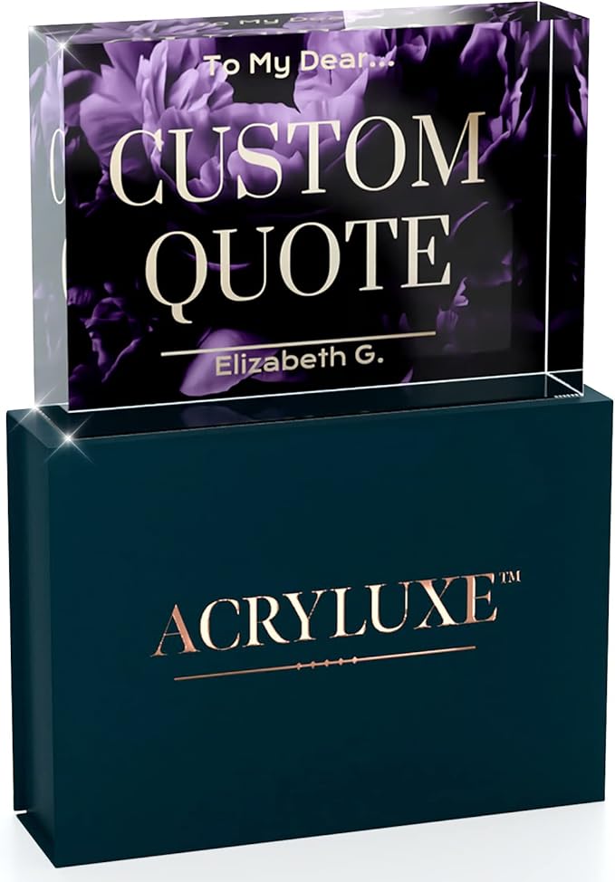 Custom Acrylic Sign Personalized, Custom Desk Name Plate, 18 Styles, (5"x7"), With Gift Box, USA Made by Acryluxe. (Blossom)