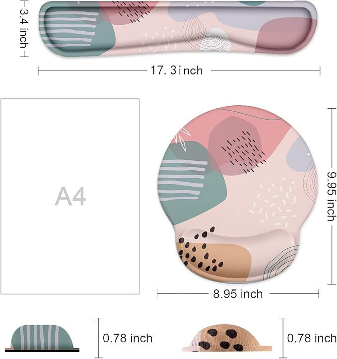 Lateefah Mouse Pad with Wrist Rest, 3-in-1 Gaming Mouse Pad, Keyboard Wrist Rest, Ergonomic Memory Foam Mousepad with Wrist Support for Computer Keyboard