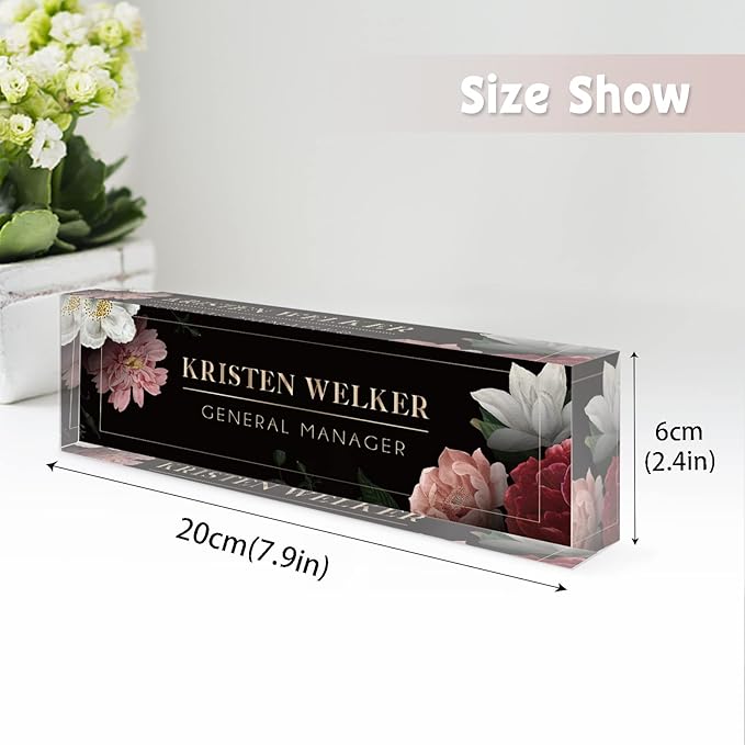 Desk Name Plate Personalized, Custom Name Plates for Desks, Office Desk Decor, Unique Clear Acrylic Glass Block, Personalized Office Gifts for Women Men Coworkers Boss Teachers, Appreciation Gifts