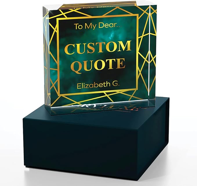 Personalized Gifts, Custom Quote Block Letter Board,Crystal-Clear Acrylic with Gift Box,17 Styles, Holiday and Christmas Gift for Mom, Dad, Girlfriend, Him or Her, Husband, Wife (4"x4, Affluent)