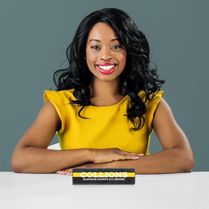 Personalized 8 x 2 Granite A Thin Line Desk Nameplate for Law Enforcement, Dispatch, Corrections, Fire, Military, Security