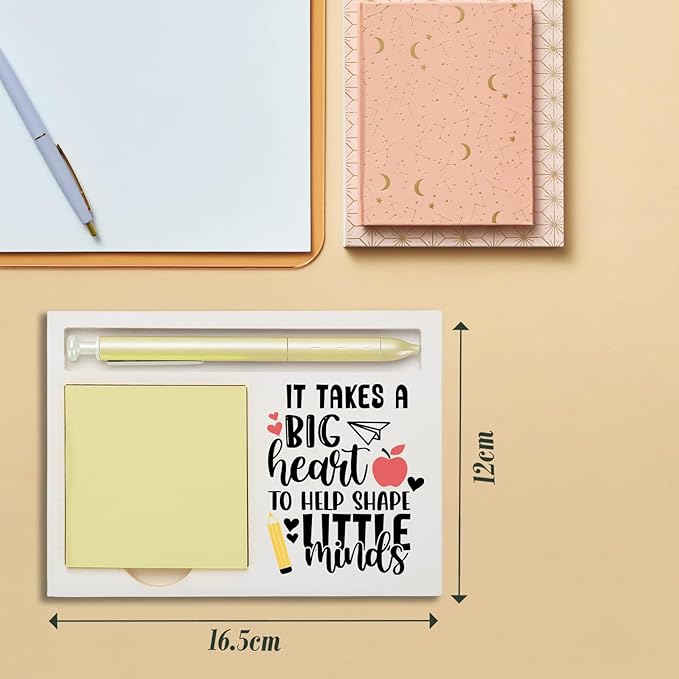 It Takes A Big Heart to Help Shape Little Minds, End of The Year Teacher Sticky Note Holder Gift, Back to School, Teacher Appreciation Week Quote Self-Stick Note Pad Holders ZBA10