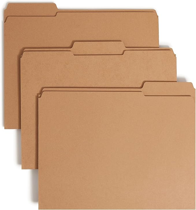 Smead Fastener File Folders, Reinforced 1/3-Cut Tabs, 1 Fastener, Letter Size, Kraft, 50 per Box (14834)