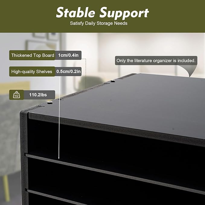 Literature Organizer - 27 - Slot Desktop File Sorter & Mail Center, Paper Storage Cabinet for Home, School & Office (Black)