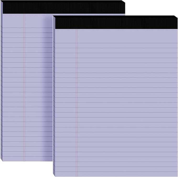 2pcs Legal Pads 8.5 x 11,Notepads 8.5 x 11 Inch, 30 Sheets/Pack, Purple Note Pads Clear Print Writing Pads of Paper, Perforate Wide Ruled Lined with Sturdy Back for Office, Business & School Supplies