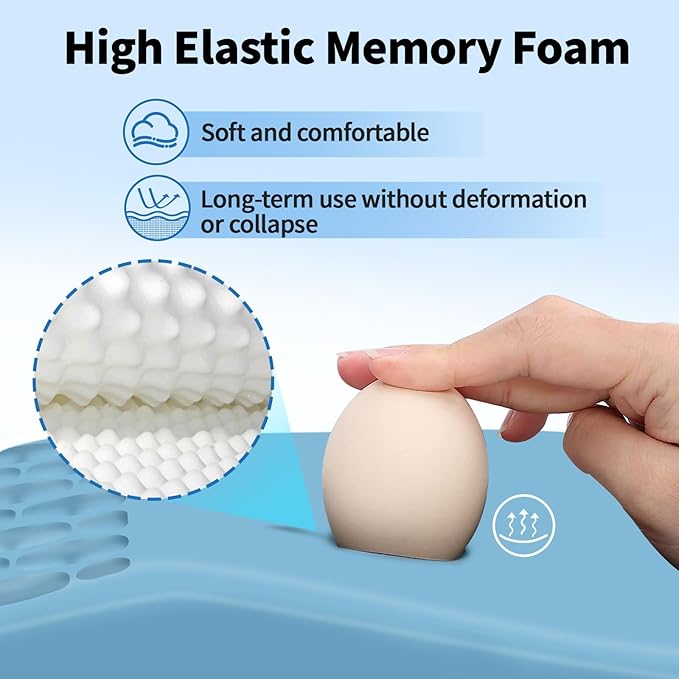 YIWEI Ergonomic Mouse Pad with Massage Design Wrist Rest, Comfortable Office Mousepad with Memory Foam Wrist Support and Non-Slip PU Base for Carpal Tunnel Relief, Mouse Pads for Home, Game (Blue)