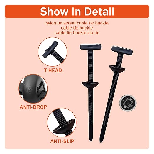 165PC Nylon Universal Cable Tie Buckle for Car Fender Trunk Repair, Automotive Zipper Clips,Heavy Duty Self-Locking zip ties with Pin & Button Design for car repair shop & Garage Use